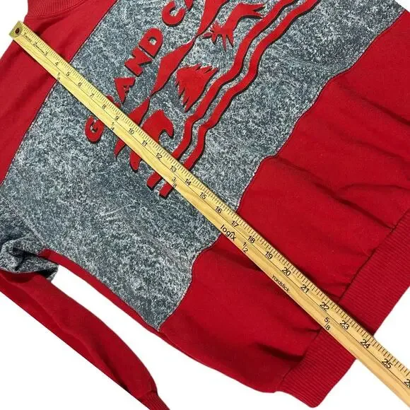 VTG Caribe Sportswear Grand Canyon Graphic Colorblock Sweatshirt Red Gray Sz XL - Picture 9 of 11